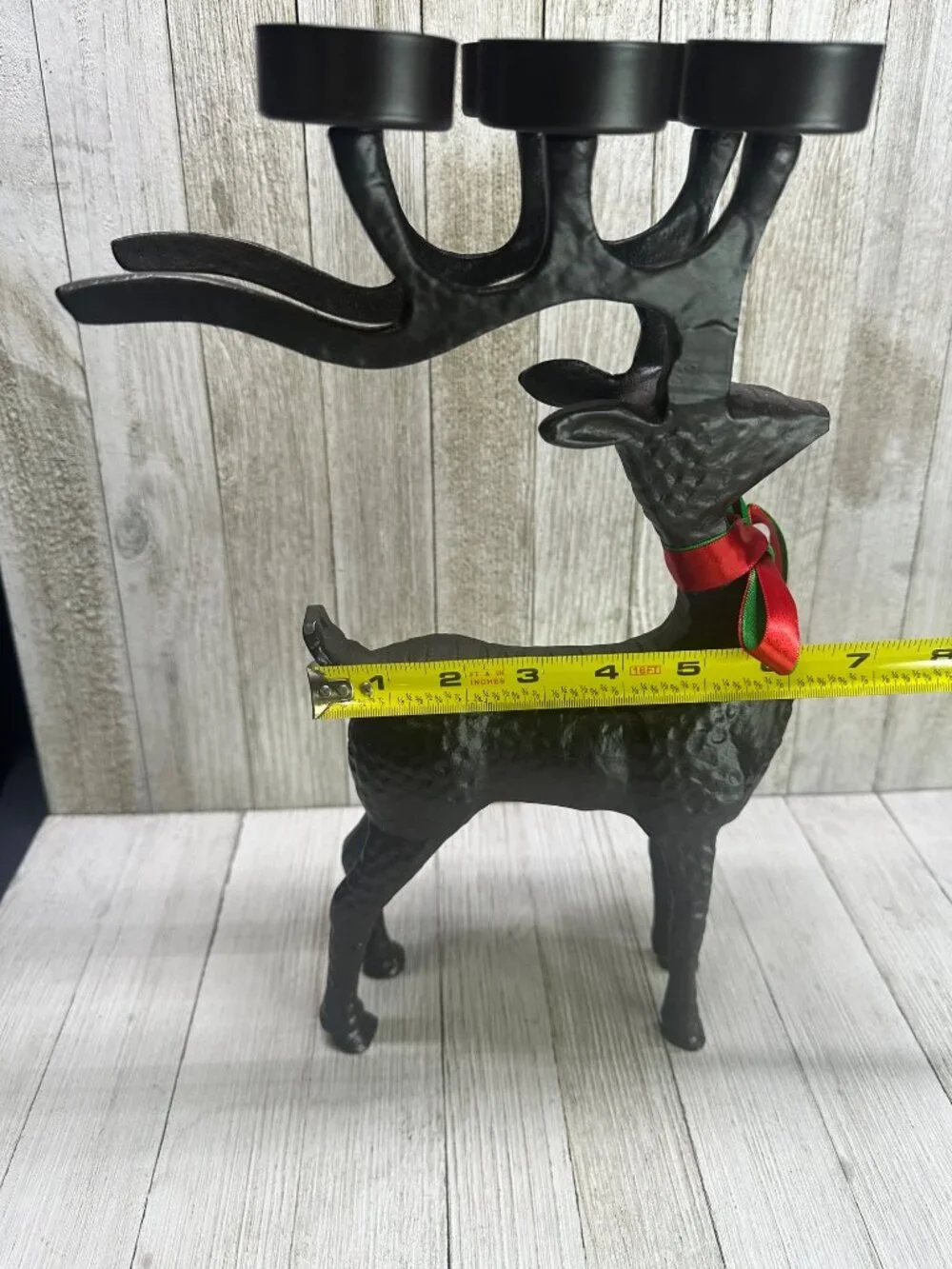 Vtg Christmas Metal Reindeer Votive Tealight Candle Holder Holiday 13.5